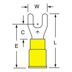 3M MVU10-8FK Scotchlok Fork Vinyl Insulated Butted Seam 12-10 AWG - Micro Parts & Supplies, Inc.