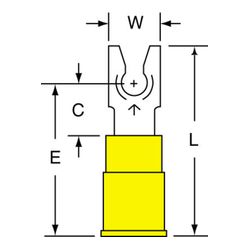 3M MVU10-6FLK Scotchlok Locking Fork Vinyl Insulated Butted Seam  - Micro Parts & Supplies, Inc.