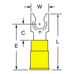 3M MVU10-10FLK Scotchlok Locking Fork Vinyl Insulated Butted Seam  - Micro Parts & Supplies, Inc.