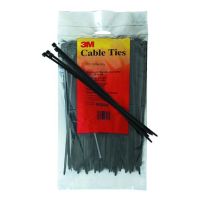 3M Standard Cable Tie 06203, Weather-Resisant, Black, 11 in, 100 per bag