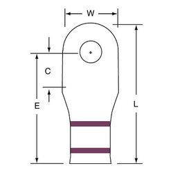 3M Scotchlok Large Gauge Ring Tongue, Copper Non Insulated Seamless MC2-14RX, Stud Size 1/4