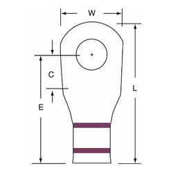 3M Scotchlok Large Gauge Ring Tongue, Copper Non Insulated Seamless MC2-38RX, Stud Size 3/8