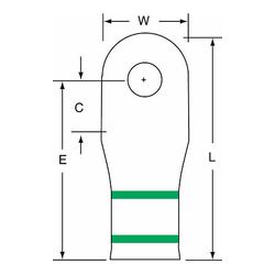 3M Scotchlok Large Gauge Ring Tongue, Copper Non Insulated Seamless MC1-14RX, Stud Size 1/4
