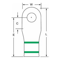 3M Scotchlok Large Gauge Ring Tongue, Copper Non Insulated Seamless MC1-516RX, Stud Size 5/16