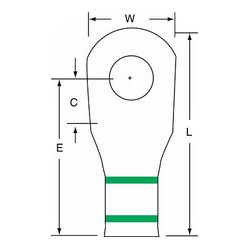 3M Scotchlok Large Gauge Ring Tongue, Copper Non Insulated Seamless MC1-38RX, Stud Size 3/8