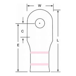 3M Scotchlok Large Gauge Ring Tongue, Copper Non Insulated Seamless MC1/0-14RX, Stud Size 1/4