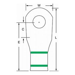 3M Scotchlok Large Gauge Ring Tongue, Copper Non Insulated Seamless MC1/0-38RX, Stud Size 3/8