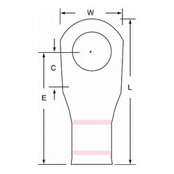 3M Scotchlok Large Gauge Ring Tongue, Copper Non Insulated Seamless MC1/0-12RX, Stud Size 1/2