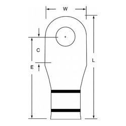 3M Scotchlok Large Gauge Ring Tongue, Copper Non Insulated Seamless MC2/0-38RX, Stud Size 3/8