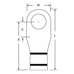 3M Scotchlok Large Gauge Ring Tongue, Copper Non Insulated Seamless MC2/0-12RX, Stud Size 1/2