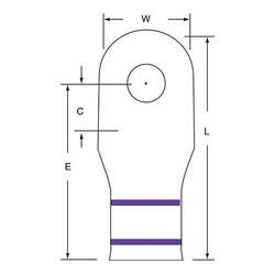 3M Scotchlok Large Gauge Ring Tongue, Copper Non Insulated Seamless MC3/0-38RX, Stud Size 3/8