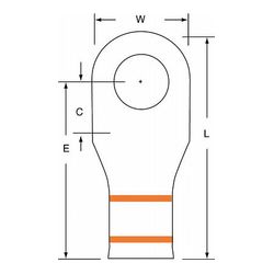 3M Scotchlok Large Gauge Ring Tongue, Copper Non Insulated Seamless MC3/0-12RX, Stud Size 1/2