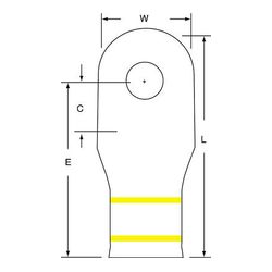 3M Scotchlok Large Gauge Ring Tongue, Copper Non Insulated Seamless MC250-38RX, Stud Size 3/8
