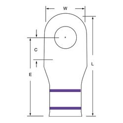 3M Scotchlok Large Gauge Ring Tongue, Copper Non Insulated Seamless MC250-12RX, Stud Size 1/2