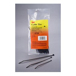 3M Miniature Cable Tie 53169, Weather-Resistant, Black, 6 in, 100 per bag