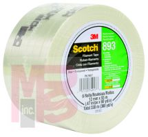 3M Scotch(R) Filament Tape 893 Clear, 144 mm x 55 m, 4 rolls per case