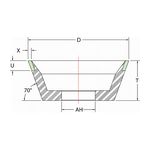 3M CBN Wheel 154PL 11V9, 5.00 in x 1.75 in x AH X=1/8 U=7/16, B220, 1 per case