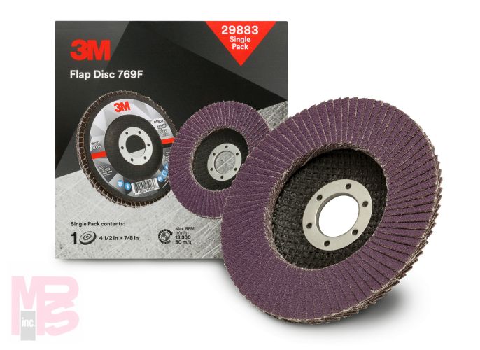 3M Flap Disc 769F 29883  T27  4-1/2 in x 7/8 in  40+ YF-weight  Single Pack 10 per case