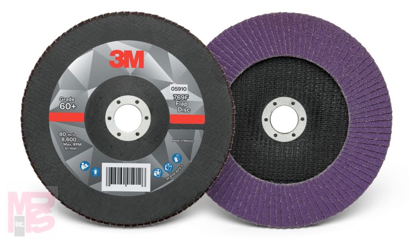 3M Flap Disc 769F 5910  T27  7 in x 7/8 in  60+  5 per case
