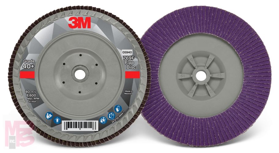 3M Flap Disc 769F 5940  T27 Quick Change  7 in x 5/8-11  40+  5 per case