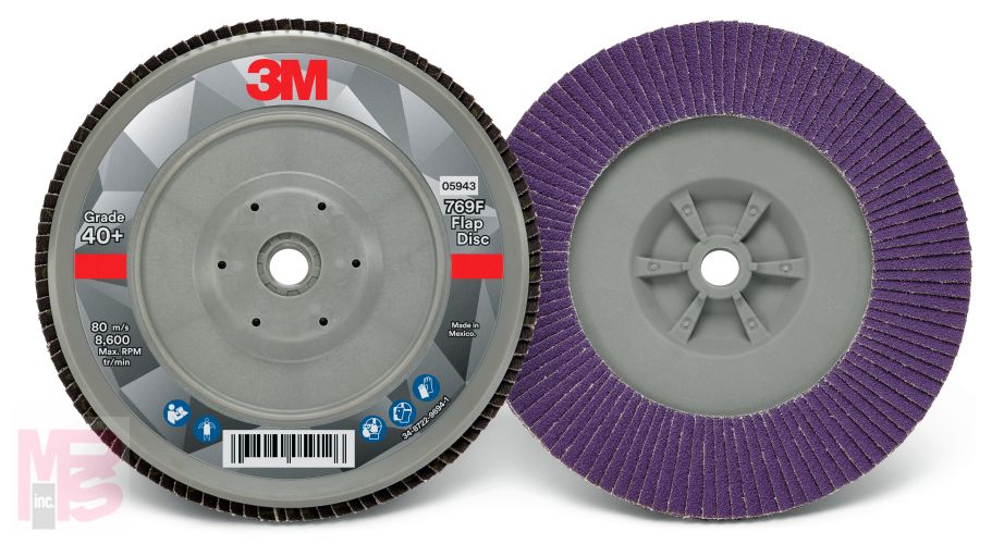 3M Flap Disc 769F 5943  T29 Quick Change  7 in x 5/8-11  40+  10 per case