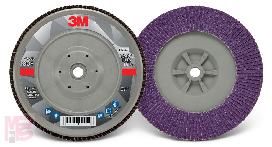 3M Flap Disc 769F 5945  T29 Quick Change  7 in x 5/8-11  80+  10 per case