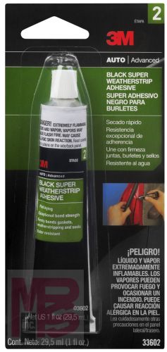 3M Black Super Weatherstrip Adhesive 33602  30.0 mL  12 tubes per case  Spanish ONLY