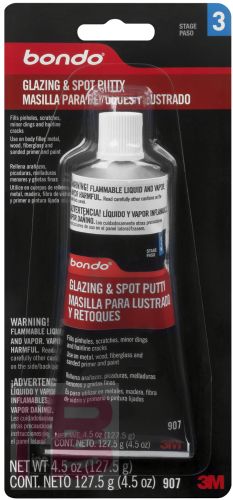 3M Bondo Glazing and Spot Putty  00907ES  4.5 oz  4 per case