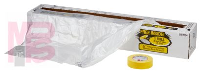 3M Plastic Sheeting with 388N Yellow Masking Tape (36mm) 6724 16 ft x 400 ft