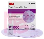 3M Hookit Purple Finishing Film Disc 30669 6 in P1000 50 discs per box 4 boxes per case