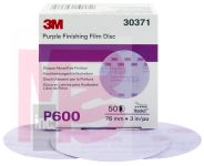 3M Hookit Purple Finishing Film Disc 30371 3 in P600 50 discs per box 4 boxes per case