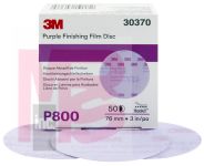 3M Hookit Purple Finishing Film Disc 30370 3 in P800 50 discs per box 4 boxes per case