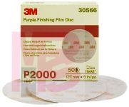 3M Hookit Purple Finishing Film Disc 30566 5 in P2000 50 discs per box 4 boxes per case