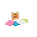 Post-it Super Sticky Notes 654-6SSAN, 3 in x 3 in Assorted Neon 65shts/pd, 6pds/cs