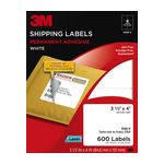 3M Shipping Labels 3100-V, 3 1/3 in x 4 in, 6/sheet, 100 sheets/pk