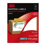 3M Shipping Labels 3100-W, 3 1/2 in x 5 in, 4/sheet, 100 sheets/pk