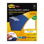 Post-it Filing Labels 2100-F, 2/3 in x 3 7/16 in (16,9 mm x 87,3 mm) White 30 labels/sht, 50 shts/pk
