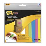 Post-it Label Pads 2900-M16, Multi-Pack, 7.5 in x 8.5 in Assorted Neon 225 labels/pk