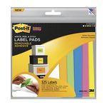 Post-it Label Pads 2900-M21, Multi-Pack, Assorted Neon 225 labels/pk