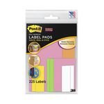 Post-it Label Pads 2900-M9, Multi-Pack, 5.75 in x 8 in Assorted Neon 225 labels/pk