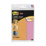 Post-it Label Pads 2900-OP, 2 7/8 in x 4 5/8 in (73 mm x 117mm) Orange, Pink 25 labels/pd 50 pds/pk