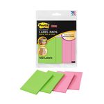 Post-it Label Pads 2900-PG, 1 7/8 in x 2 7/8 in (47,6 mm x 73 mm) Pink, Green 100 labels/pd, 25 pd/pk
