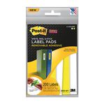 Post-it Label Pads 2900-WY, 5/8 in x 2 1/4 in (75,8 mm x 57,1) White, Yellow 200 labels/pd, 8 pds/pk