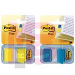 3M Post-it Flags 680-1-D 1 in x 1.7 in Blue  Canary Yellow 1-Pack