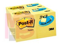 3M Post-it 654-36VAD90  3 in x 3 in (76 mm x 76 mm) Canary Yellow