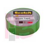 3M Scotch Expressions Washi Tape C314-GRN  .59 in x 393 in (15 mm x 10 m) Green