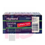 3M Highland Invisible Tape  6200K6 3/4 in x 1000 in (19 mm x 25.4 m) 6 Pack