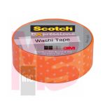 3M Scotch Expressions Washi Tape C314-P39  .59 in x 393 in (15 mm x 10 m) Orange Swiss Dot