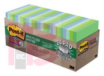 3M Post-it Super Sticky Recycled Notes 654-24SST-CP  3 in x 3 in (76 mm x 76 mm) Bora Bora Collection