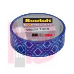 3M Scotch Expressions Washi Tape C314-P69  .59 in x 393 in (15 mm x 10 m) Blue Quatrefoil